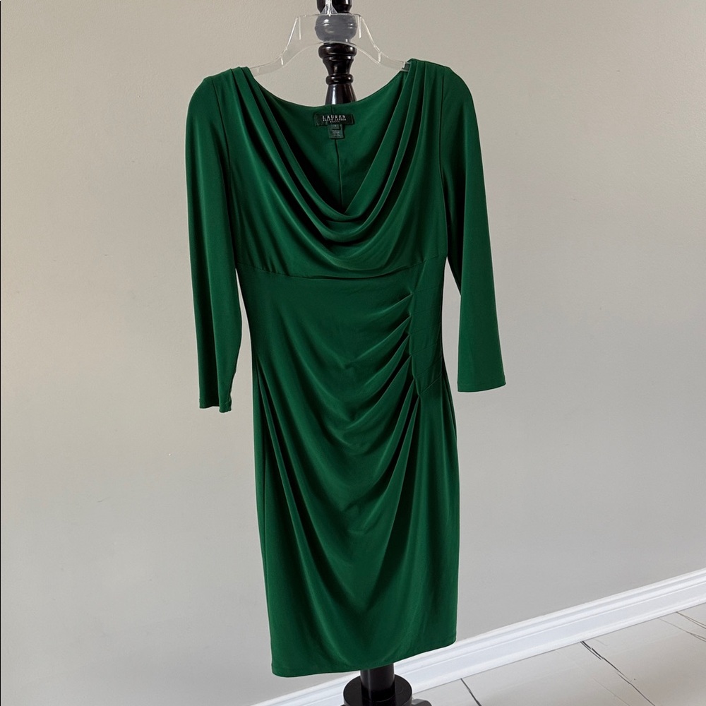 Adrianna Papell Forest Green Long Sleeve Dress